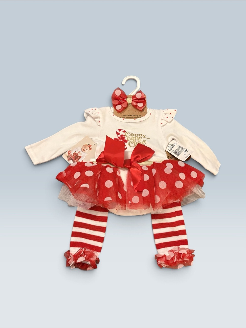 Candy Cane Cutie Red & White Tutu 4 Piece Set - Kids